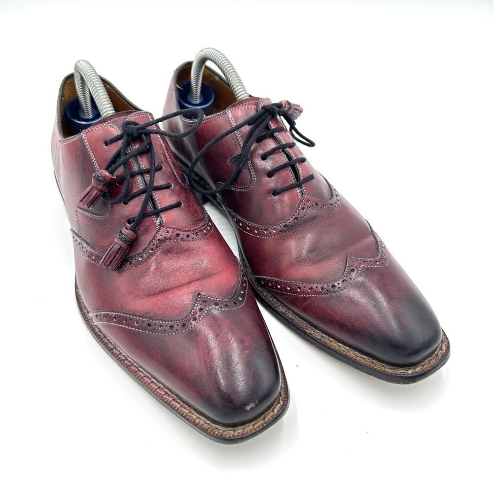 Mezlan Mens Size 8M Burgundy Leather Wingtip Oxford‎ Dress Shoes